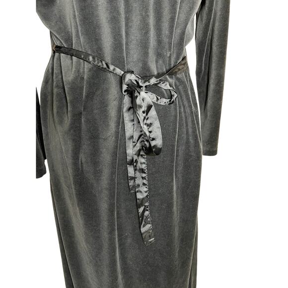Vintage 90s fads Grunge black Velvet Modest Maxi Dress Long sleeve USA Sz L - Picture 6 of 11